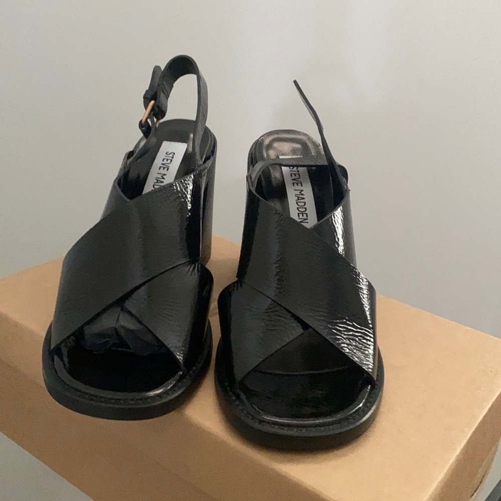 Black leather heels